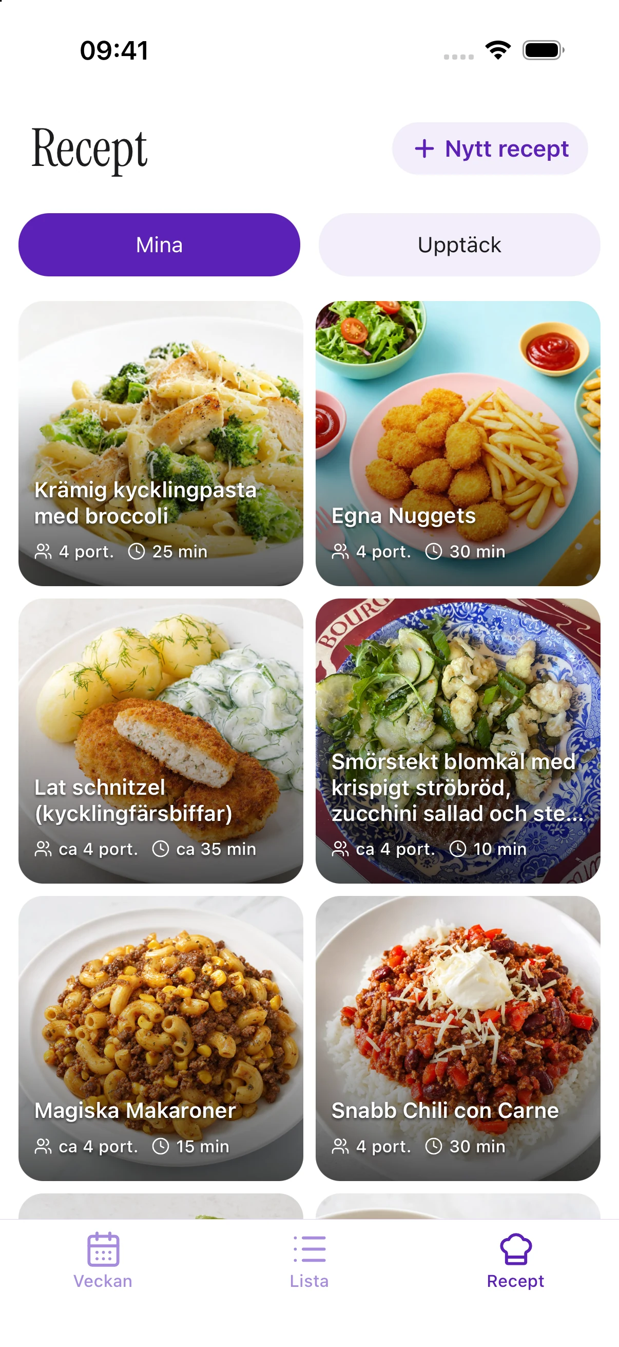 Familjens sparade vardagsrecept i Veckan.